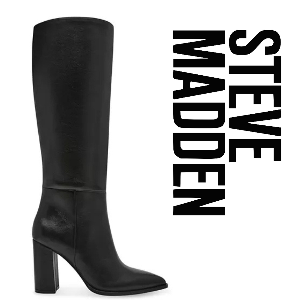 Steve Madden - Womens Brittan Boots - Black Leather - Size 7 - Picture 2 of 4